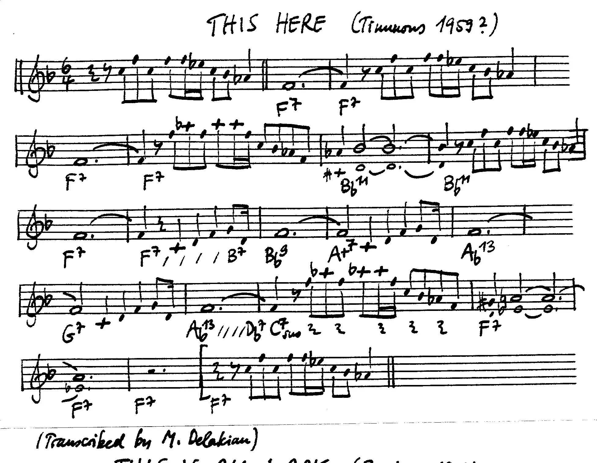 this here free jazz leadsheet - Courtesy of the Jungle Jazz Band